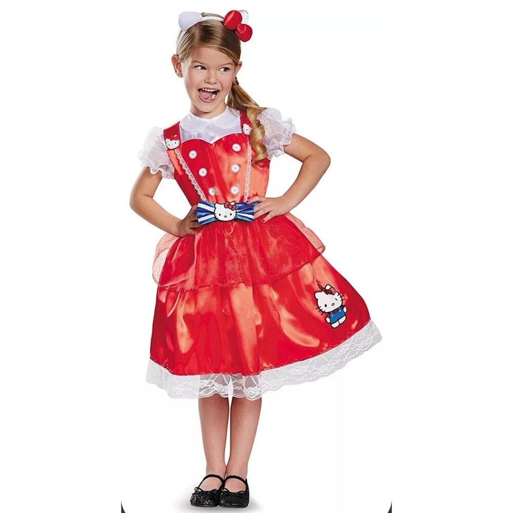 Hello Kitty Sanrio‎ Cat Fancy Dress Up Halloween Deluxe Child Costume Size 3T-4T